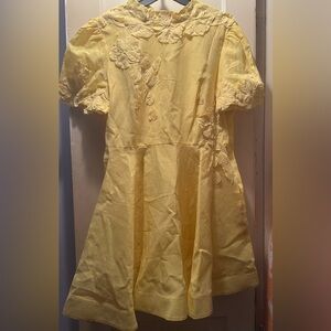 Antonio Melani Yellow Floral-Appliqué Midi Dress